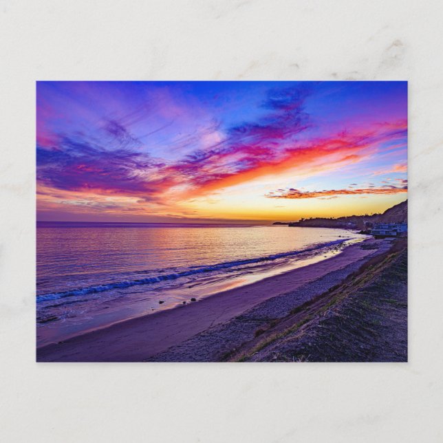 solnedgång vid vykort för strand (Framsida)