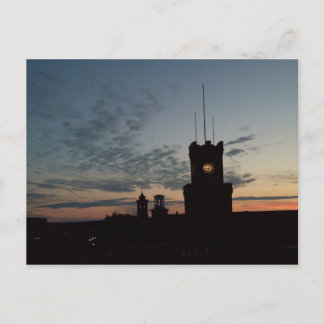 Solnedgång vid vykortet Clocktower Vykort