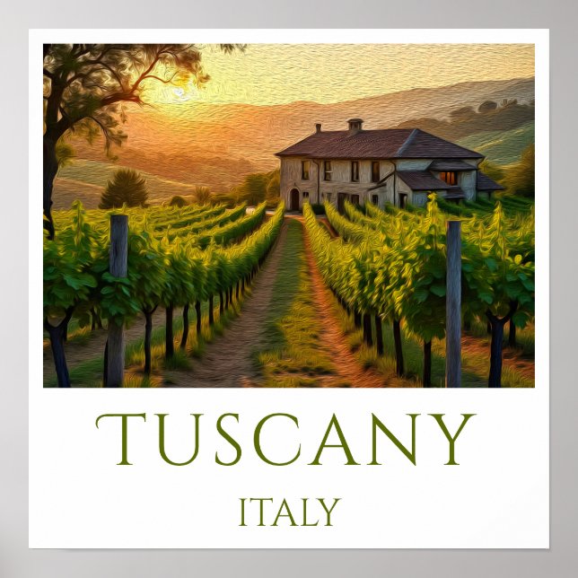 Solnedgång Vineyard Personlig Poster (Framsidan)