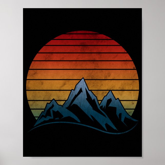 SOLNEDGÅNG VINTAGE BERG POSTER (Framsidan)