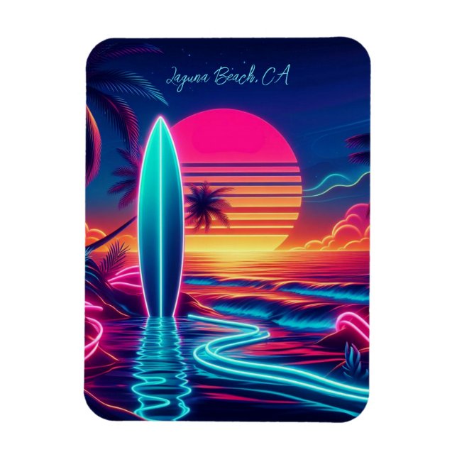 Solnedgång, yfboard Neon Ljus- Magnet (Vertikal)