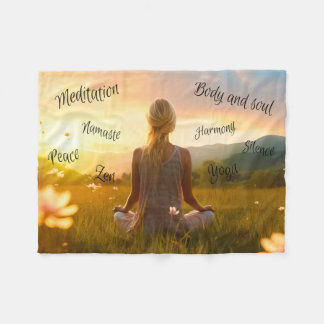 Solnedgång Zen Meditation Harmoni Kropp och Själ Fleecefilt