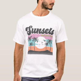 Solnedgångar och Handflatan Träd T Shirt