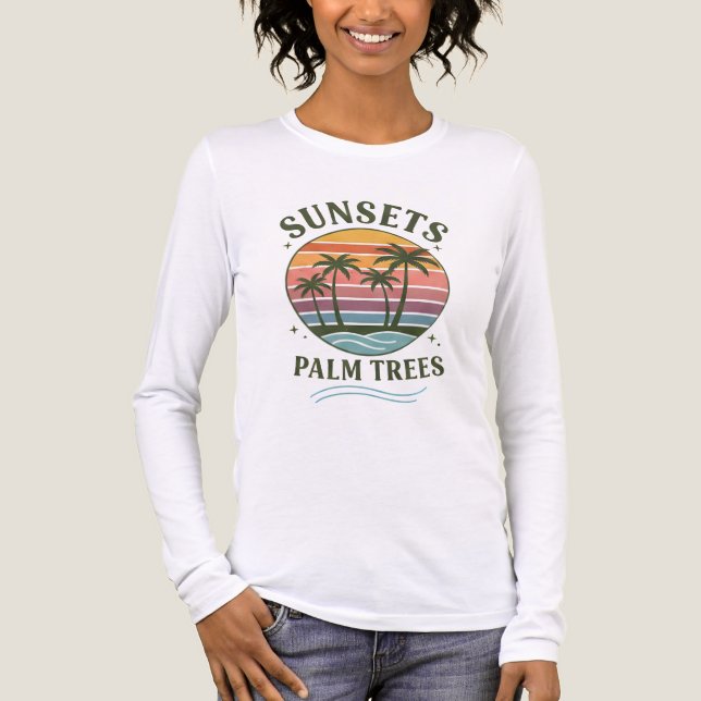 Solnedgångar & Palmer | Sommarstrand T-Shirt (Framsida)