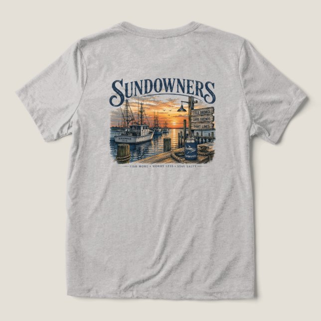 Solnedgångar vid bryggan t shirt (Design Baksida)