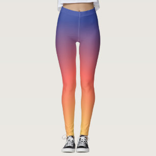 Solnedgångdamasker i blått, lilor, rosor och gul leggings