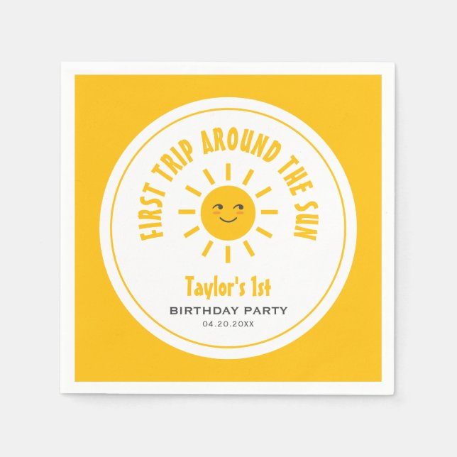 Solnedgången första Resa runt Sol 1:a födelsedag Pappersservett (Framsidan)