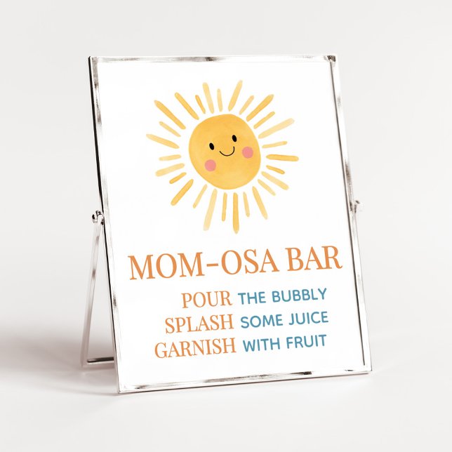 Solnedgången här kommer från Son Mamma Osa Pub Poster (Here Comes the Son Cute Sun Baby Shower Mom Osa Bar Sign)