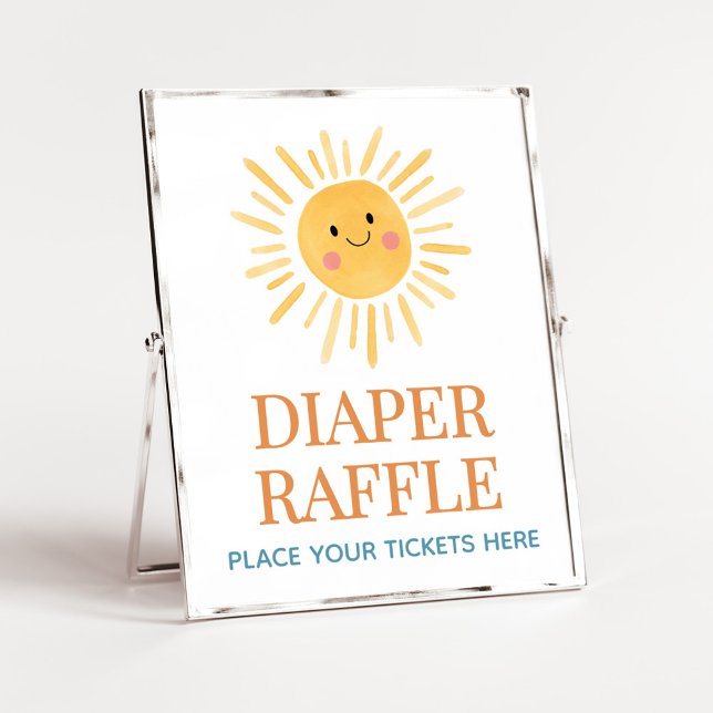 Solnedgången här kommer från sonbladet Raffle Poster (Here Comes the Son Cute Sun Baby Shower Diaper Raffle Sign)