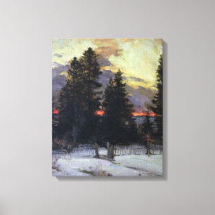 Solnedgången över en vinter landskap, c.1902 canvastryck