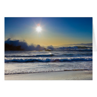Solnedgången på den Santa Monica stranden som är Hälsningskort