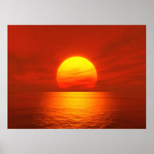 solnedgången röd poster
