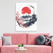 Solnedgångens ro vid Mount Fuji – Japansk tuschkon