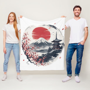 Solnedgångens ro vid Mount Fuji – Japansk tuschkon Fleecefilt