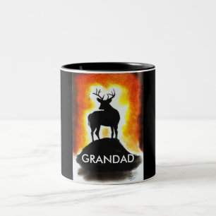 solnedgångfullvuxen hankronhjort - GRANDADS MUGG