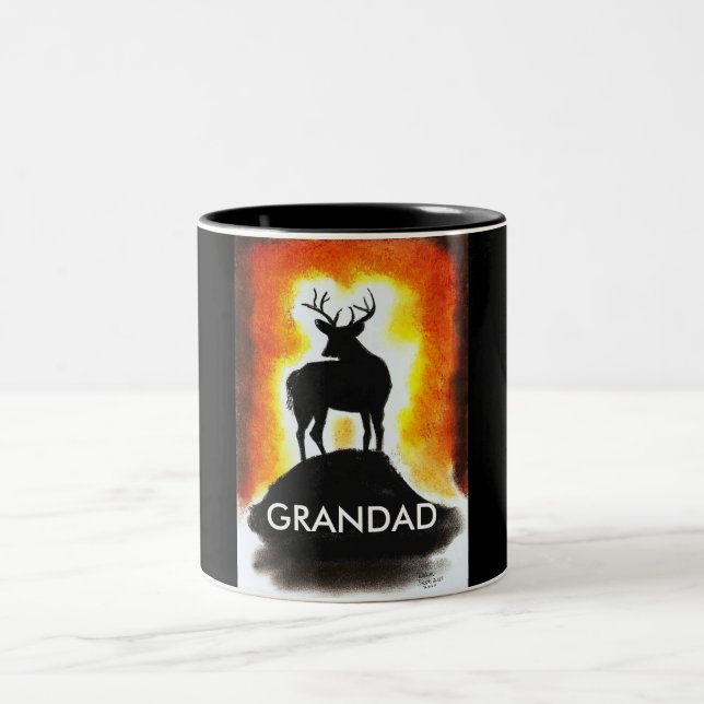 solnedgångfullvuxen hankronhjort - GRANDADS MUGG (Center)