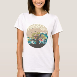 Solnedgånghav och Baobabträd T Shirt