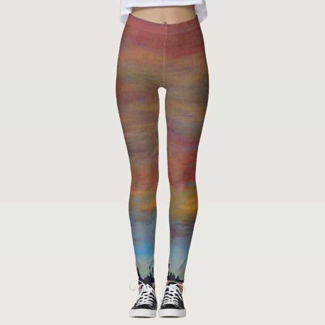 Solnedgånghimmeldamasker Leggings (Framsida)