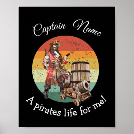 Solnedgångkapten Rum Party Pirat Poster