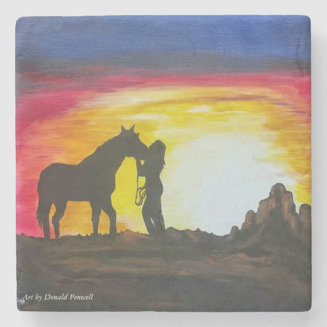 Solnedgångritt Stenunderlägg (Framsidan)