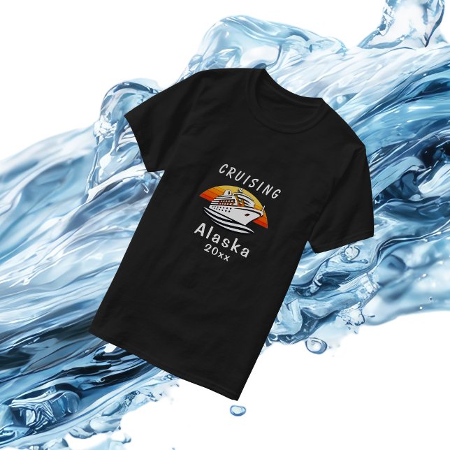 Solnedgångs cruising Alaska Svart Anpassa T Shirt (Skapare uppladdad)