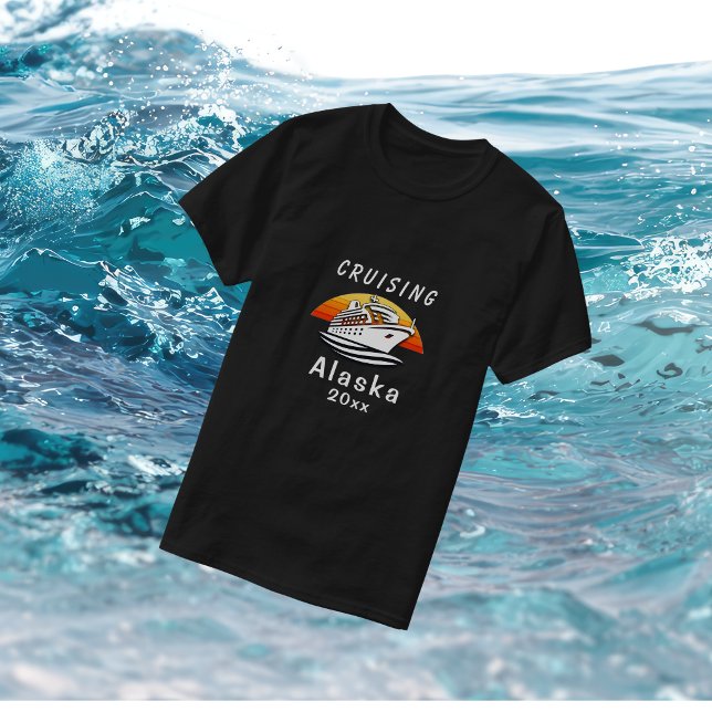 Solnedgångs cruising Alaska Svart Anpassa T Shirt (Skapare uppladdad)