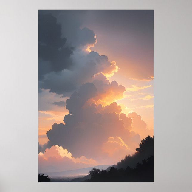 Solnedgångs Molnlandskap Poster (Framsidan)