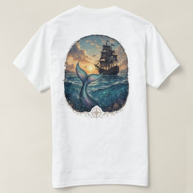 Solnedgångs Siren & Skugga T Shirt (Design baksida)