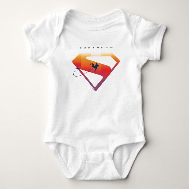 Solnedgångs Soar Stålmannen Sköld T Shirt (Framsida)
