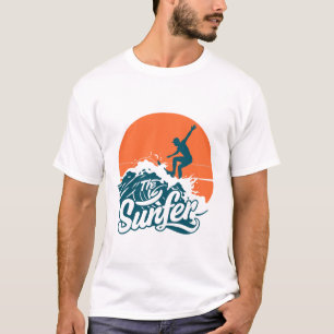 Solnedgångs Surfstämning T-Shirt – Retro Beach Wav