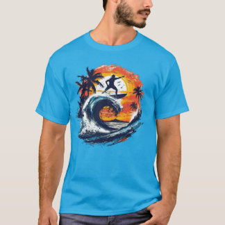Solnedgångs Surfvåg Grafisk T-Shirt