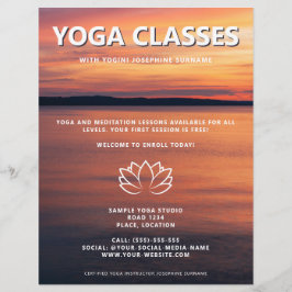 Solnedgångs yogaklasser Yogastudio Kampanj Reklamblad