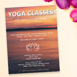 Solnedgångs yogaklasser Yogastudio Kampanj Reklamblad