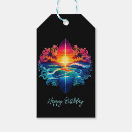 Solnedgångs ytskiktskurvor presentetikett