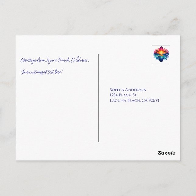 Solnedgångs ytskiktskurvor vykort (Baksida)