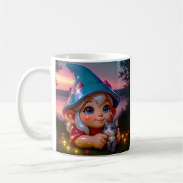 Solnedgångsälv Katt Kaffemugg