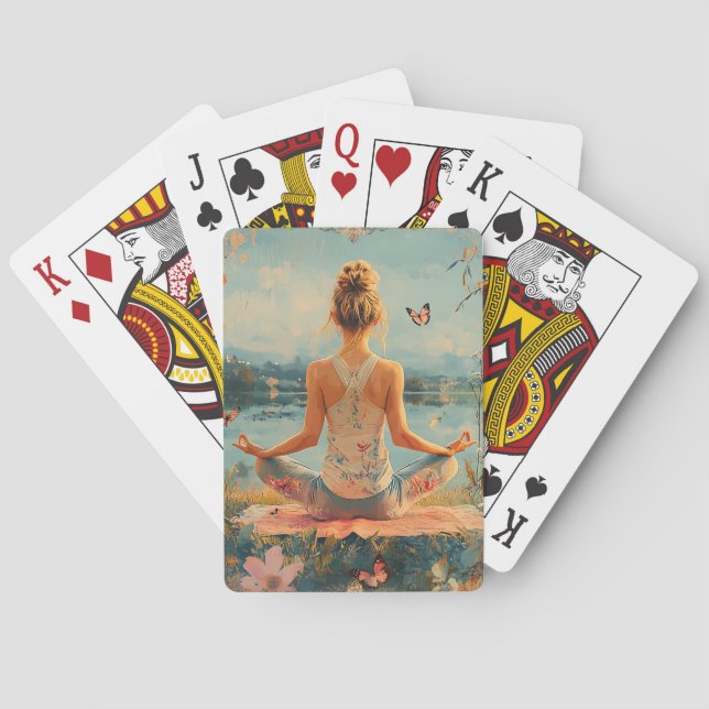Solnedgångsängsmeditation med fjärilar (2) casinokort (Baksidan)