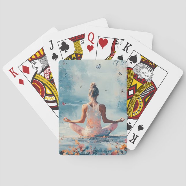 Solnedgångsängsmeditation med fjärilar (3) casinokort (Baksidan)