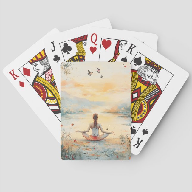 Solnedgångsängsmeditation med fjärilar (6) casinokort (Baksidan)