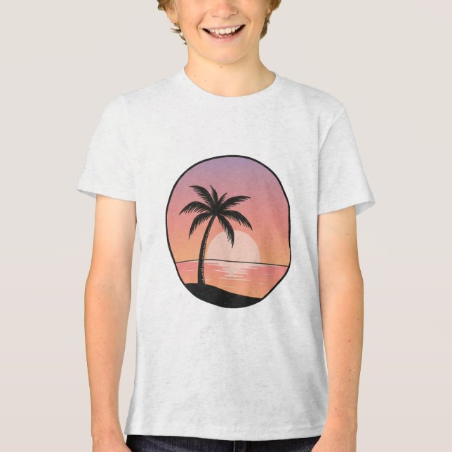 Solnedgångsbadge för strand  t shirt (Framsida)