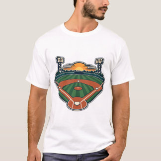 Solnedgångsbelysning för basebollplan t shirt