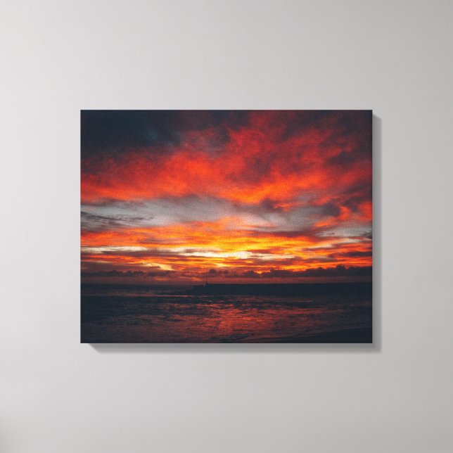 Solnedgångsbild på duk vid stranden canvastryck (Framsida)