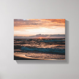 Solnedgångsbild på duk vid stranden canvastryck