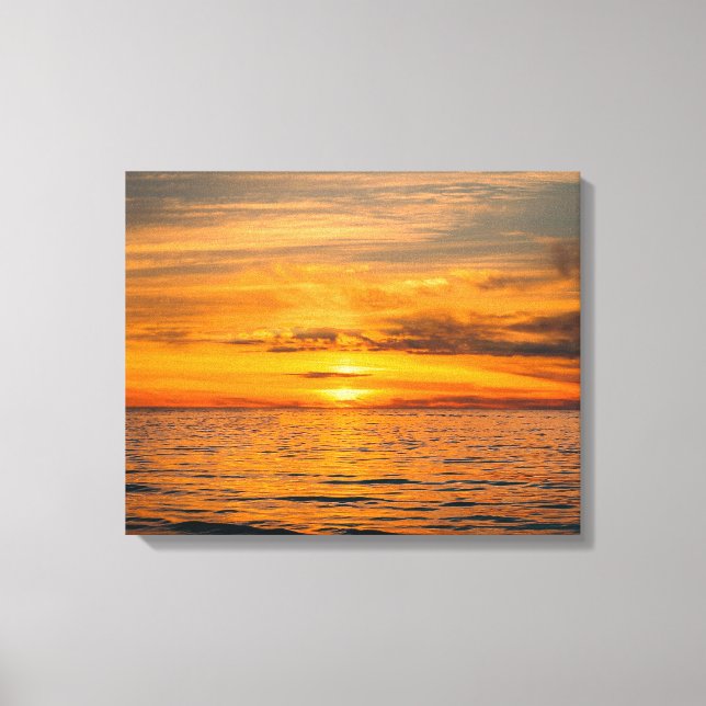 Solnedgångsbild på stranden på canvas (Framsida)