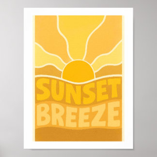 Solnedgångsbrisen Retro Soluppgång Typografisk Kus Poster