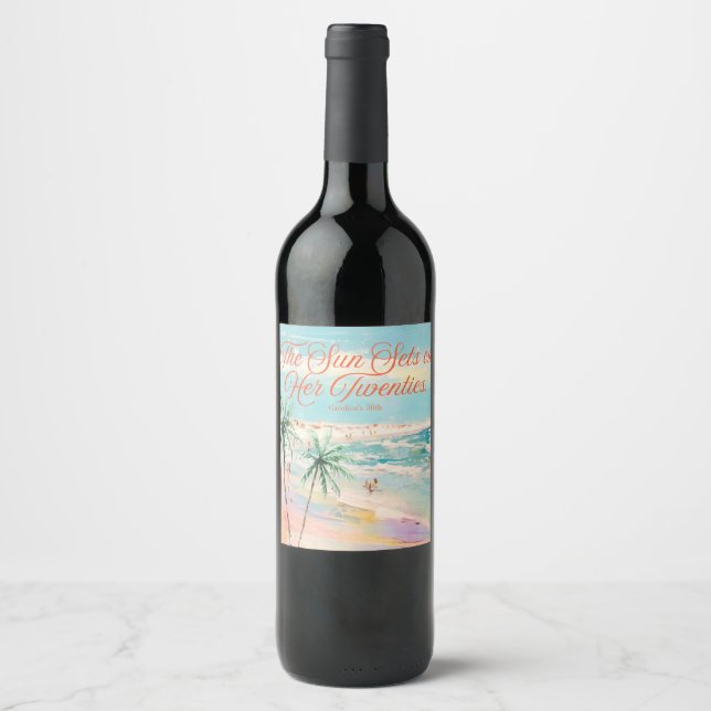 Solnedgångsetikett för 30års födelsedag Vin Vinflaska Etikett (Framsida)