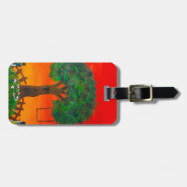 Solnedgångsetikett för resning av servicenivå bagagebricka