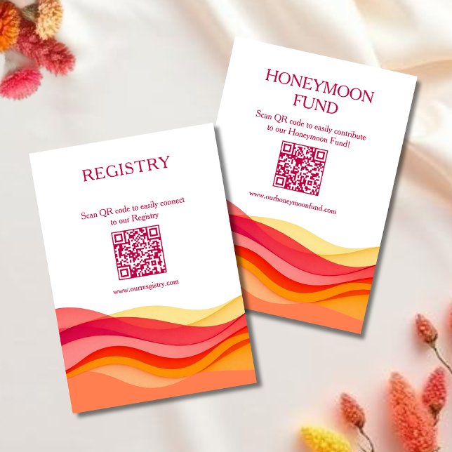 Solnedgångsfärg Vågor Register & Honeymoon Fond Tilläggskort (Sunset Color Waves Registry & Honeymoon Fund Enclosure Card )