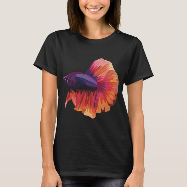 Solnedgångsfärgad Bettafisk - Digital konst T Shirt (Framsida)