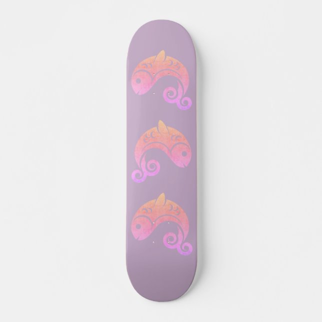 solnedgångsfisk mini skateboard bräda 18,5 cm (Framsida)